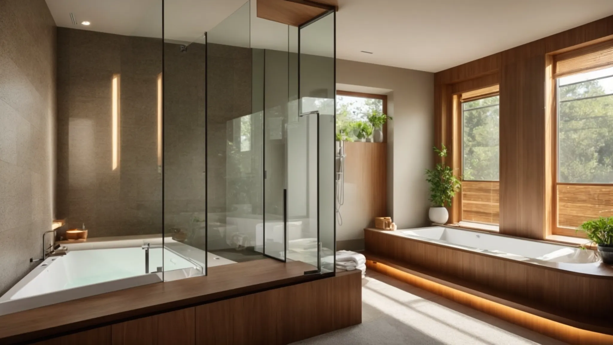 a beautifully renovated bathroom features sleek, sustainable materials, water-saving fixtures, and energy-efficient lighting, creating a harmonious blend of modern style and eco-conscious design. a beautifully renovated bathroom features sleek, sustainable materials, water-saving fixtures, and energy-efficient lighting, creating a harmonious blend of modern style and eco-conscious design.