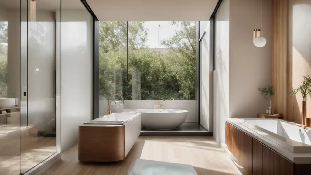 a beautifully renovated bathroom showcases a sleek modern design with elegant fixtures, inviting natural light, and a serene ambiance, symbolizing the final decision in a remodeling journey.