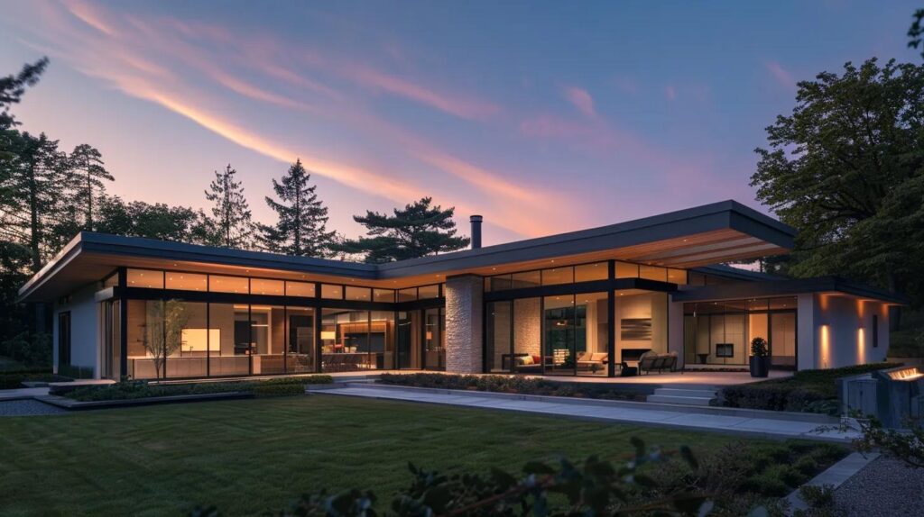 A1 Constuction and Remodeling Las Vegas | Practical Home Addition Design Tips to Maximize Space a sleek, modern home addition with an open-concept layout seamlessly merging stylish indoor living spaces with expansive, minimalist design elements and integrated smart home technology, illuminated by warm, ambient lighting.