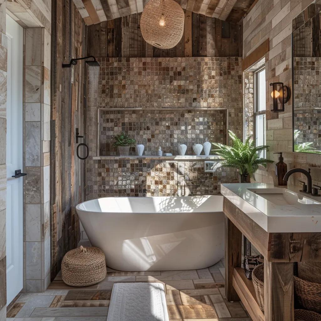 Sustainable luxury bathroom design with eco-friendly materials and elegant aesthetics