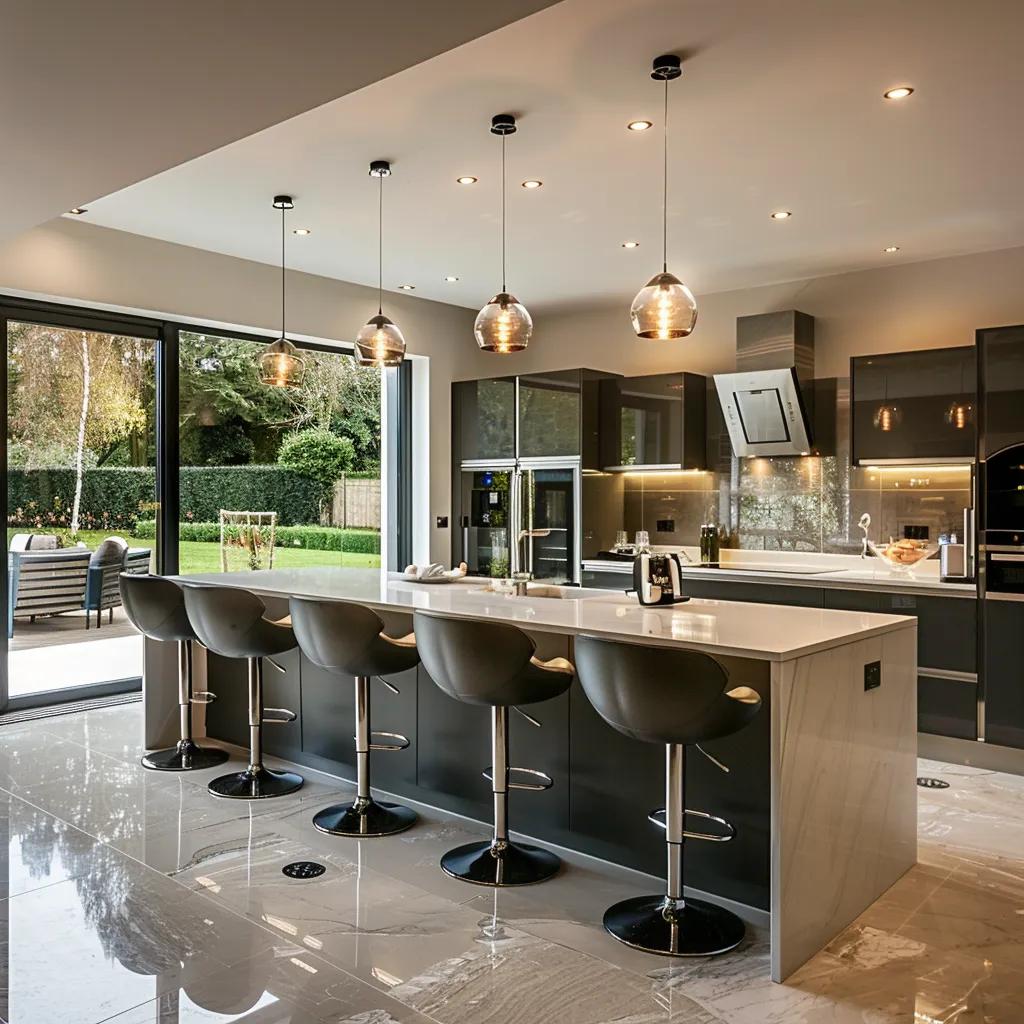 Spacious kitchen extension designed for entertaining with modern appliances