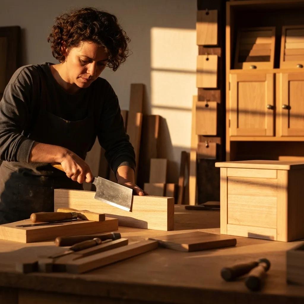 Craftsman working on a custom kitchen cabinet in a local workshop, highlighting the benefits of local craftsmanship