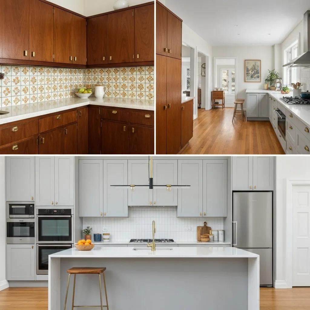 A1 Constuction and Remodeling Las Vegas | Ready-Made Cabinets vs Custom: Which Is Better? Side-by-side comparison of ready-made and custom cabinets in a kitchen setting