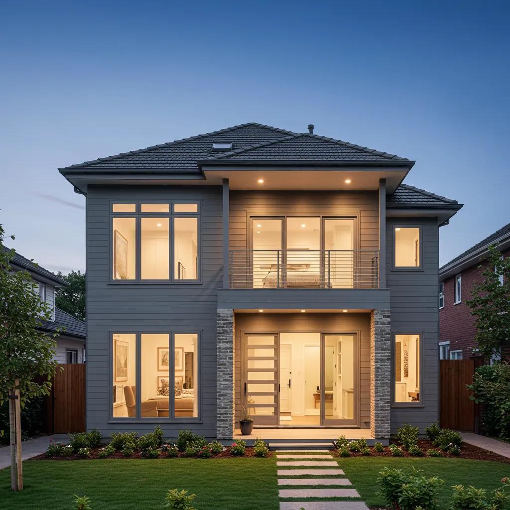 Elegant second story addition on a suburban home with a new bedroom and balcony