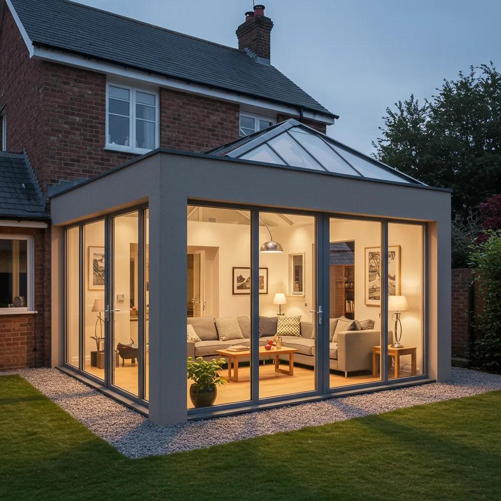 A1 Constuction and Remodeling Las Vegas | Home Addition Styles to Enhance Your Space Modern home addition featuring a spacious family room extension with large windows and minimalist decor